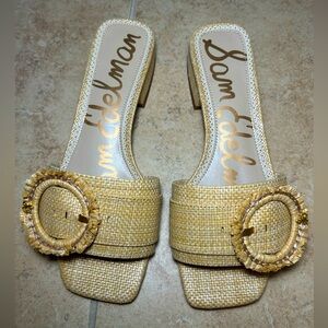 NWT🌷Sam Edelman Raffia Mule Block Heel Sandals - Size 7